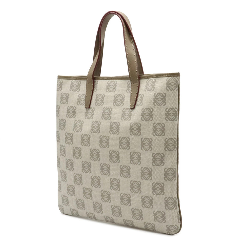 Loewe leather gray Tote Anagram Bag Handbag gusset Greige Gray